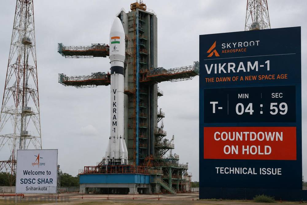தொழில்நுட்பக் கோளாறால் ஸ்கைரூட் 'விக்ரம்-1' ராக்கெட் ஏவுதல் கடைசி நேரத்தில் ஒத்திவைப்பு