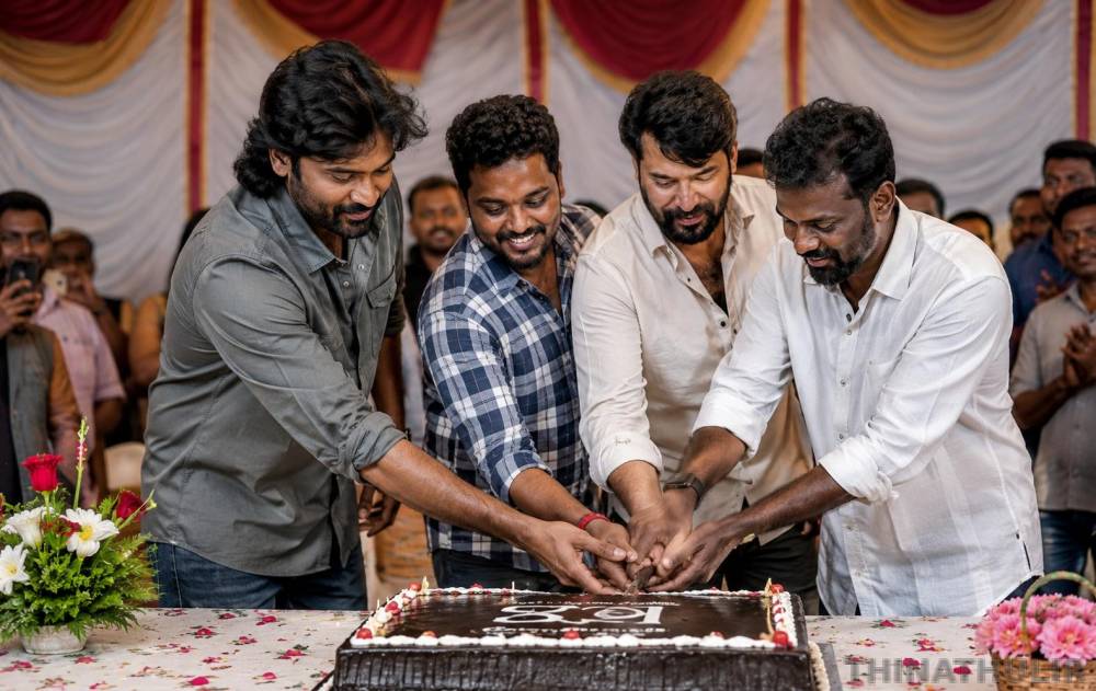 நான்கு பேருக்கு தேசிய விருது: *ஓம்* படப்பிடிப்பு தளத்தில் கேக் வெட்டி கொண்டாட்டம்