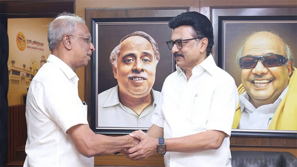 தி.மு.க. தலைவர் மு.க.ஸ்டாலினை சந்தித்த இலங்கை முன்னாள் எம்.பி. எம்.ஏ. சுமந்திரன்