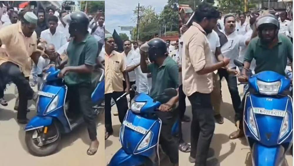 நெல்லையில் பைக்கில் சென்ற இளைஞர் மீது தாக்குதல்; சமூக வலைதளங்களில் வைரலாகும் வீடியோ