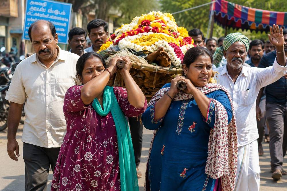 ஆண் வாரிசு இல்லாத நிலையில் தந்தையின் இறுதிச்சடங்கை செய்த 3 மகள்கள்