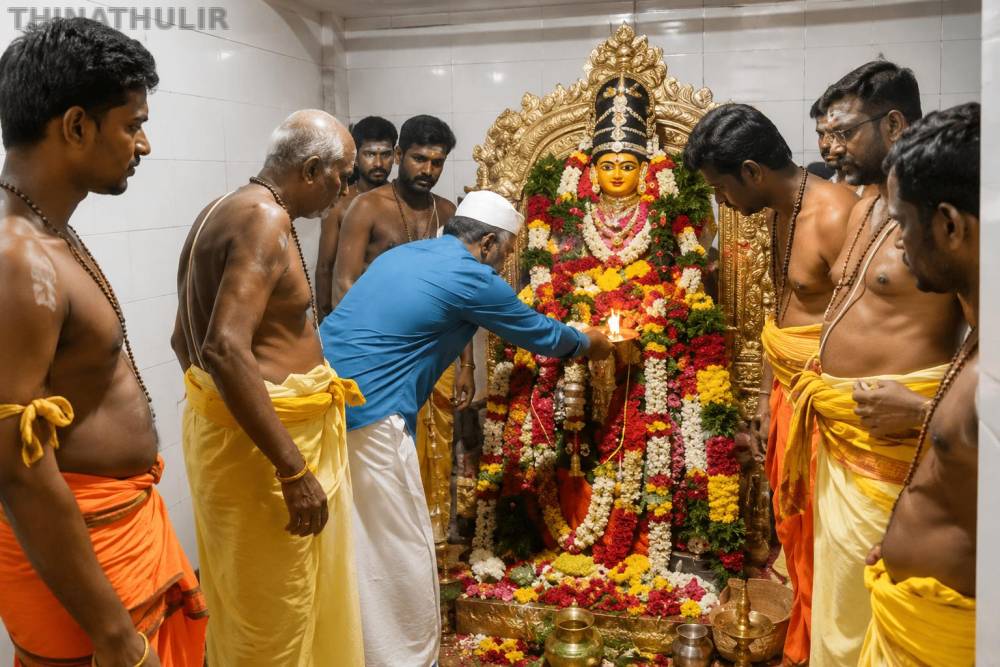 காணியம்மன் கோவில் விழாவில் அம்மனுக்கு திருக்கல்யாணம் நடத்திய இஸ்லாமிய குடும்பத்தினர்