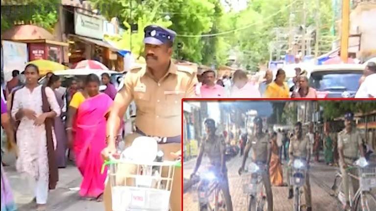 50 ஆண்டுகளுக்கு பிறகு மதுரை மீனாட்சி அம்மன் கோவில் சித்திரை வீதிகளில் மீண்டும் போலீஸ் சைக்கிள் ரோந்து