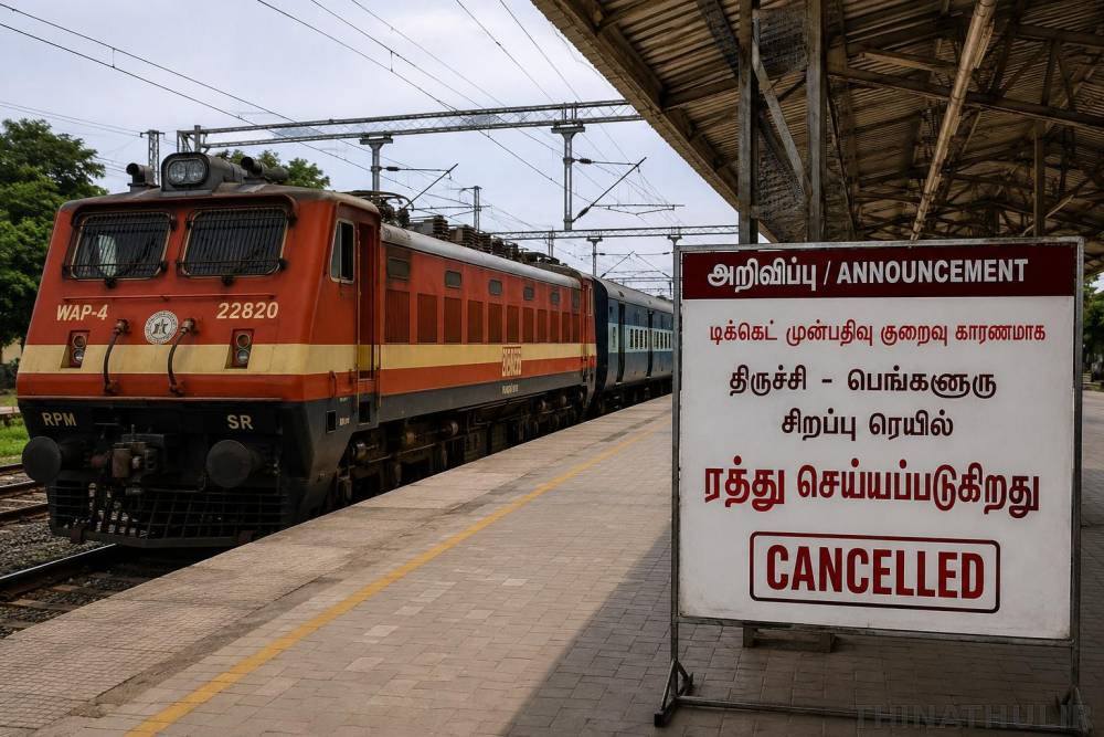 டிக்கெட் முன்பதிவு குறைவு: திருச்சி - பெங்களூரு சிறப்பு ரெயில் ரத்து