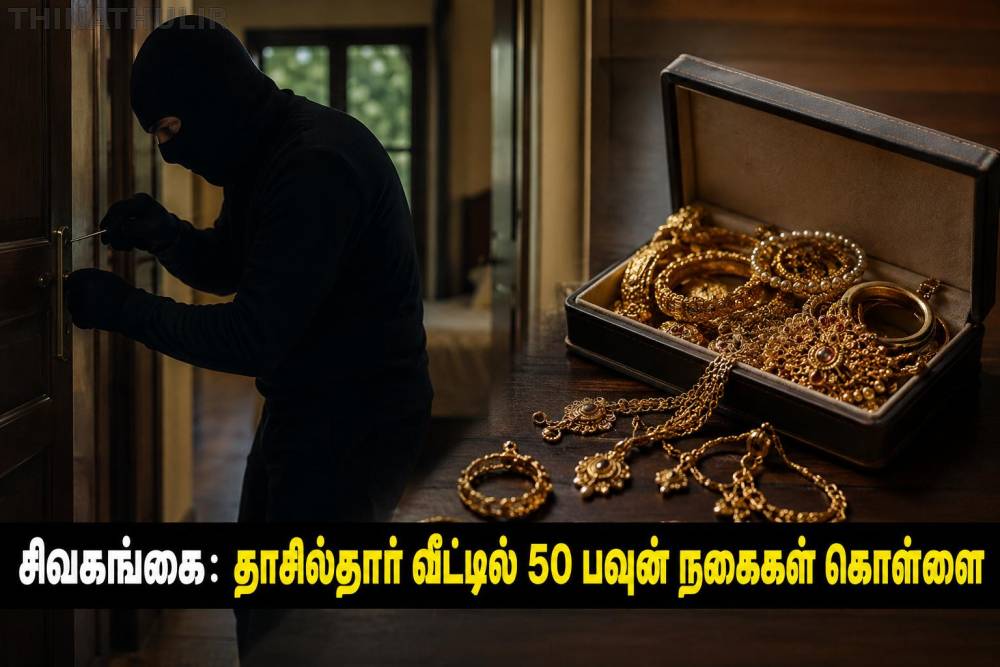 சிவகங்கை: தாசில்தார் வீட்டில் 50 பவுன் நகைகள் கொள்ளை