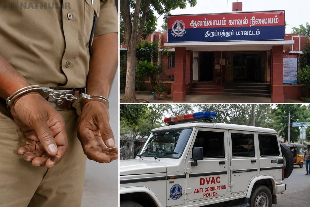 திருப்பத்தூர்: ரூ. 5 ஆயிரம் லஞ்சம் வாங்கிய போலீஸ் அதிகாரி கைது