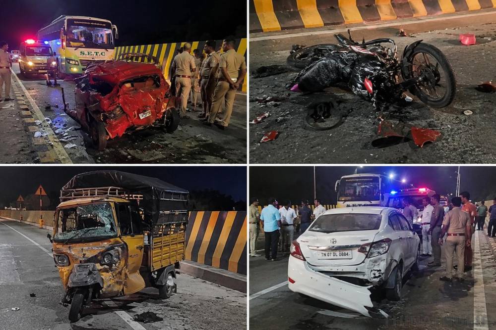 விழுப்புரம்: ரெயில்வே மேம்பாலத்தில் விபத்து - 2 பேர் பலி