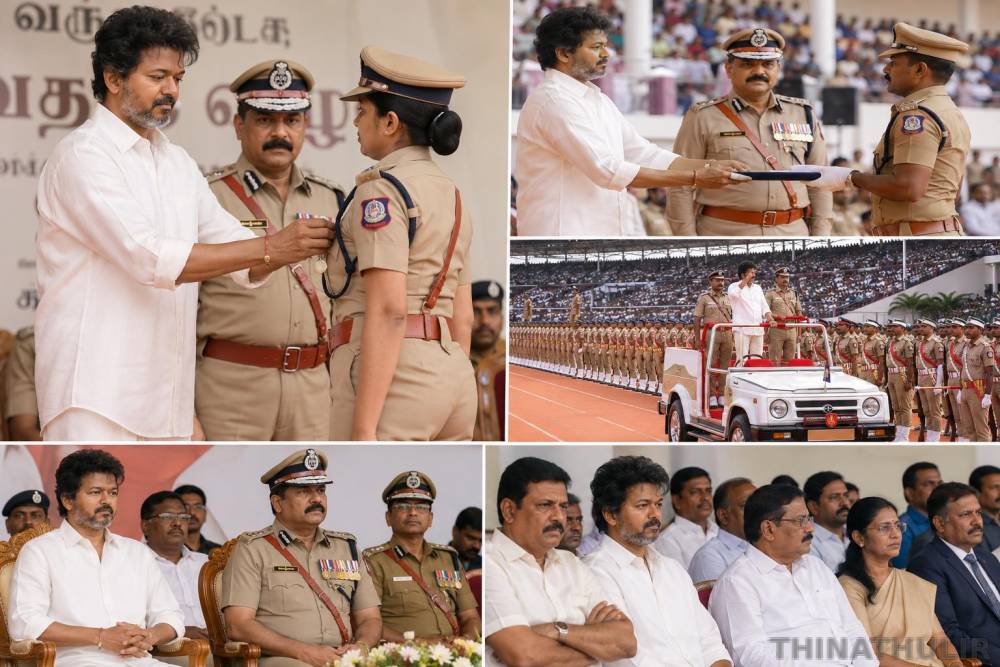 665 காவல் துறை அதிகாரிகளுக்கு காவலர் பதக்கம்: முதல்-அமைச்சர் விஜய் வழங்கினார்