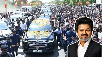 கரூரில் முதல்-அமைச்சர் விஜய்: வழி நெடுகிலும் ஆயிரக்கணக்கானோர் உற்சாக வரவேற்பு...