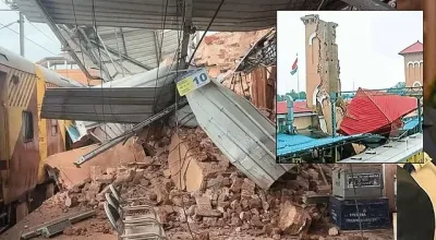 கேரளா கோழிக்கோடு ரெயில் நிலையத்தில் மணிக்கூண்டு இடிந்தது