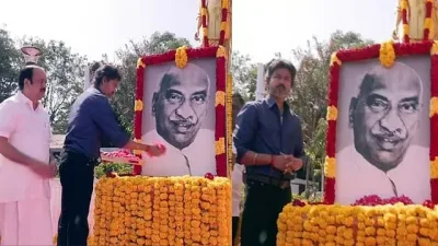 124-வது பிறந்தநாள்: பெருந்தலைவர் காமராஜர் சிலைக்கு முதல்-அமைச்சர் விஜய் மரியாதை
