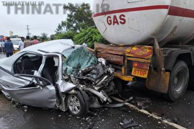 திருப்பூர் அருகே கோர விபத்து: டேங்கர் லாரி மீது கார் மோதி 3 பேர் பலி