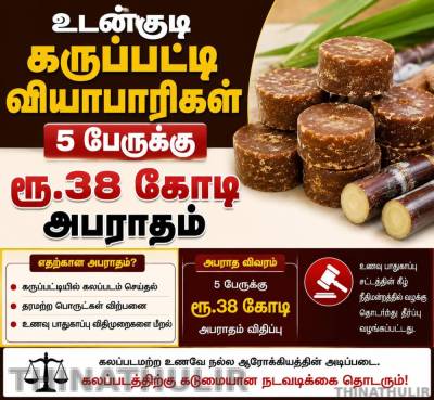 உடன்குடி கருப்பட்டி வியாபாரிகள்   5 பேருக்கு ரூ.38 கோடி அபராதம்