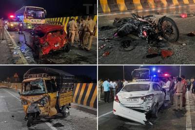 விழுப்புரம்: ரெயில்வே மேம்பாலத்தில் விபத்து - 2 பேர் பலி