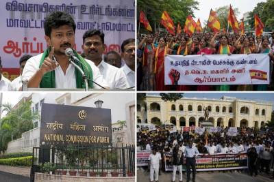 உதயநிதி ஸ்டாலின் பேச்சுக்கு எதிர்ப்பு: தேசிய மகளிர் ஆணையத்தில் த.வெ.க. புகார்; மாநிலம் முழுவதும் மகளிர் அணி ஆர்ப்பாட்டம்