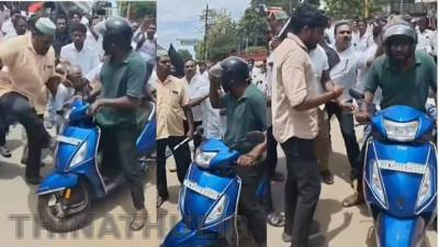 நெல்லையில் பைக்கில் சென்ற இளைஞர் மீது தாக்குதல்; சமூக வலைதளங்களில் வைரலாகும் வீடியோ