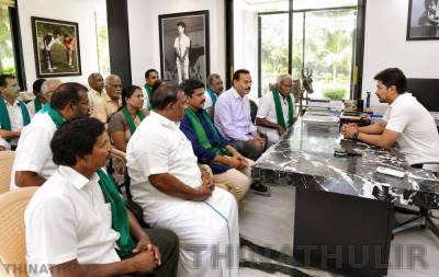 விவசாயச் சங்கப் பிரதிநிதிகள் உதயநிதி ஸ்டாலினுடன் சந்திப்பு