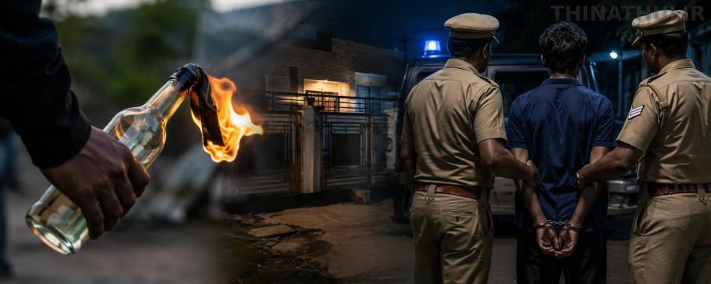 முன்விரோதத்தில் வீட்டின் மீது பெட்ரோல் பாட்டில் வீச்சு: வாலிபர் கைது