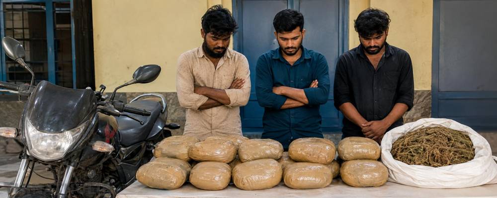 ஆந்திராவில் இருந்து சென்னைக்கு பைக்கில் கஞ்சா கடத்தல்; 3 பேர் கைது