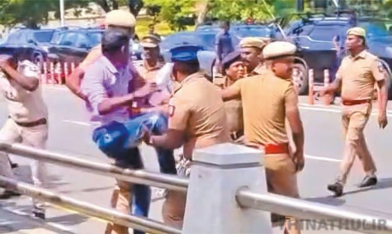 முதல்-அமைச்சர் விஜய் வாகனத்தை மறிக்க முயன்ற 8 பேர் மீது வழக்குப்பதிவு