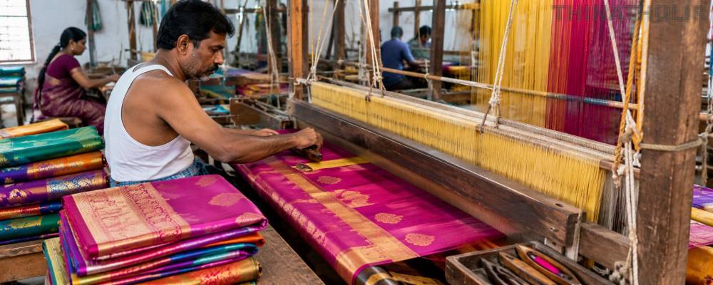 தீபாவளி பண்டிகை: சிறுமுகையில் கைத்தறி பட்டுச்சேலை தயாரிக்கும் பணி மும்முரம்