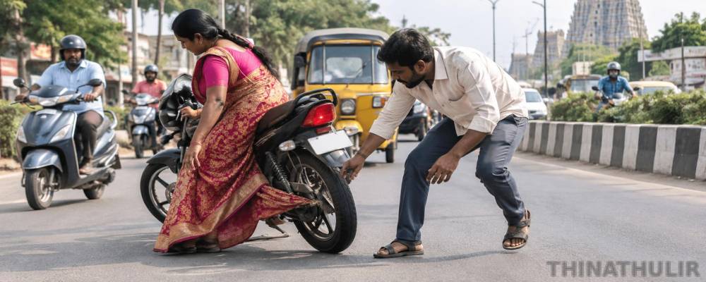 மதுரை: பைக்கில் சேலை சிக்கி பெண் பலி; காப்பாற்ற முயன்றவரும் உயிரிழப்பு