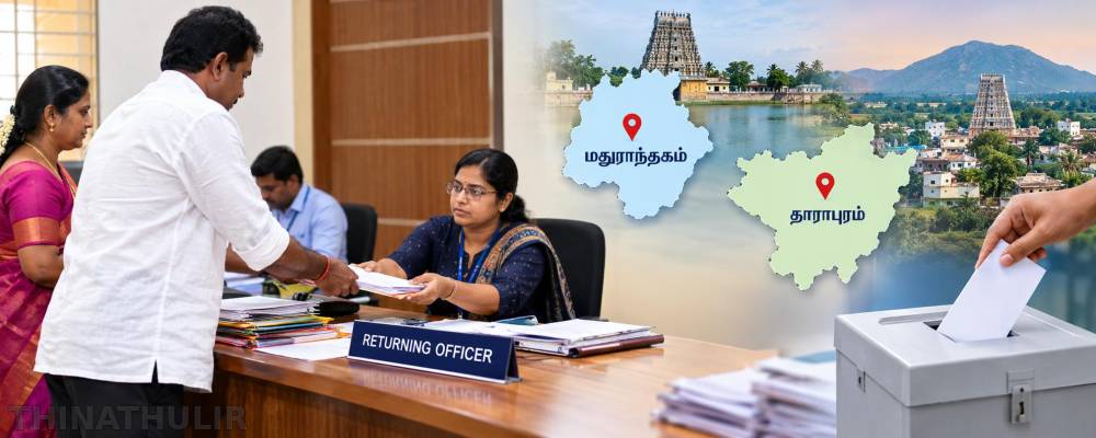 மதுராந்தகம், தாராபுரம் சட்டமன்ற இடைத்தேர்தல்:  வேட்பு மனு தாக்கல் செய்ய இன்று கடைசி நாள்
