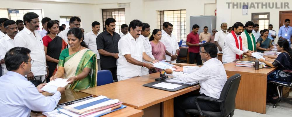 2 தொகுதி இடைத்தேர்தல்: தவெக, திமுக, அதிமுக, சிபிஎம், நாதக கட்சி வேட்பாளர்களின் வேட்புமனுக்கள் ஏற்பு