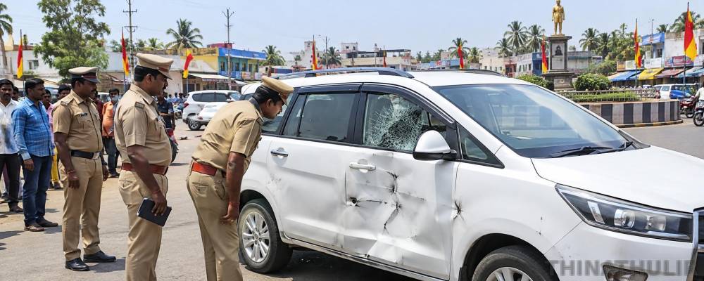 தாராபுரம் த.வெ.க. வேட்பாளர் காரை தாக்கியதாக அ.தி.மு.க. வேட்பாளர் உட்பட 9 பேர் மீது வழக்கு