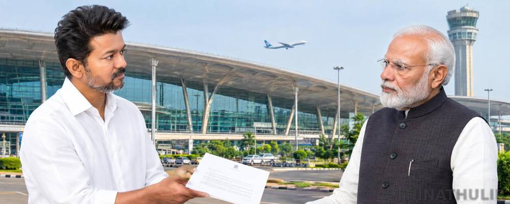 சென்னை விமான நிலைய நிர்வாகத்தை மாற்றக் கோரி பிரதமருக்கு முதல்-அமைச்சர் விஜய் கடிதம்