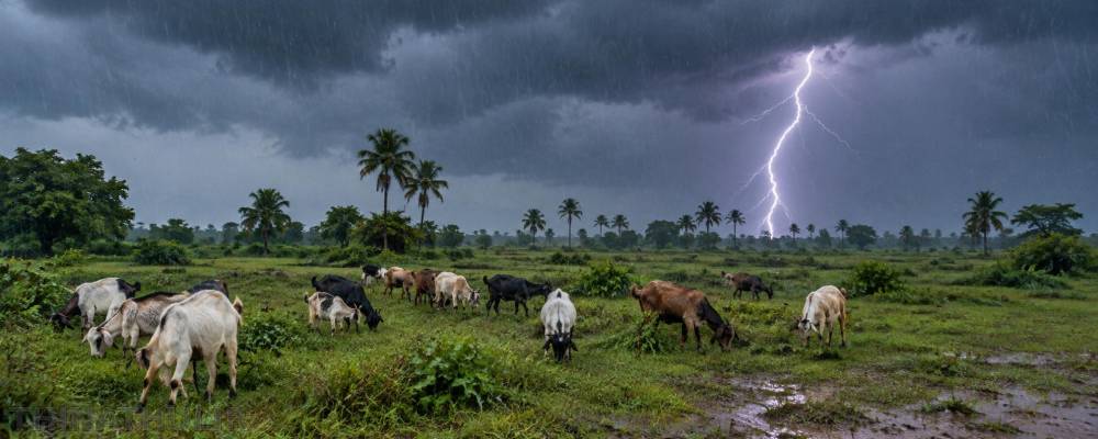 ராமநாதபுரம்: மின்னல் தாக்கி 10 ஆடுகள் பலி