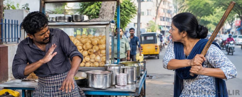 சென்னை: பானி பூரி கடைக்காரரை கட்டையால் தாக்கிய பெண் கைது