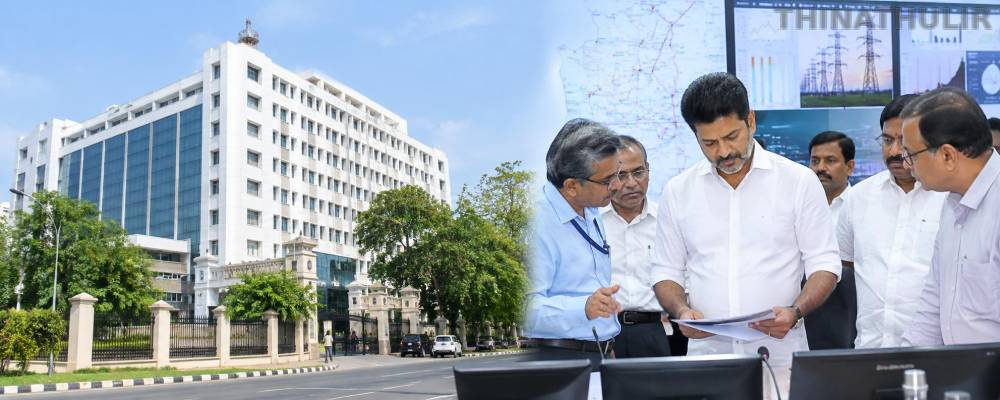 சென்னை மின்வாரிய தலைமையகத்தில் முதல்-அமைச்சர் விஜய் ஆய்வு