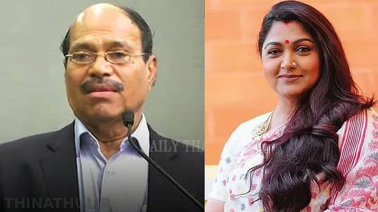 “இத்தனை ஆண்டுகளாக எப்படி தப்பித்து வந்தார்?” - வீரமணி வழக்கில் குஷ்பு கேள்வி