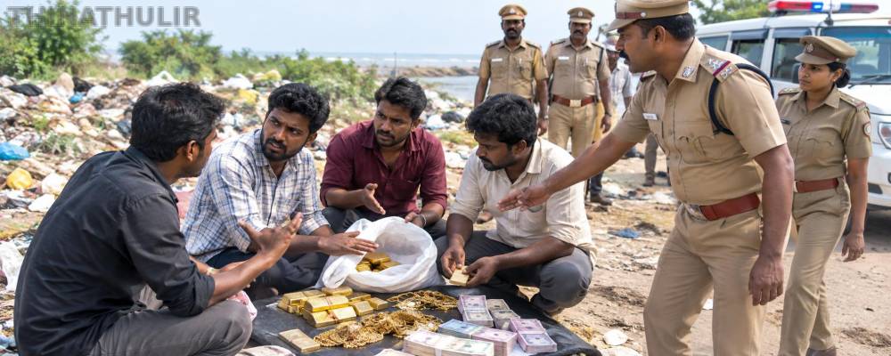 குப்பையில் கிடந்த தங்கக்கட்டிகள், பணம்.. சண்டையிட்ட 5 பேர்; போலீசார் அதிரடி