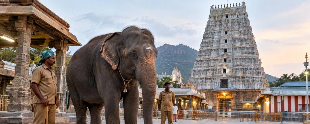 திருவண்ணாமலை கோவிலுக்கு புதிதாக கொண்டுவரப்பட்ட 8 வயது ஆண் யானை