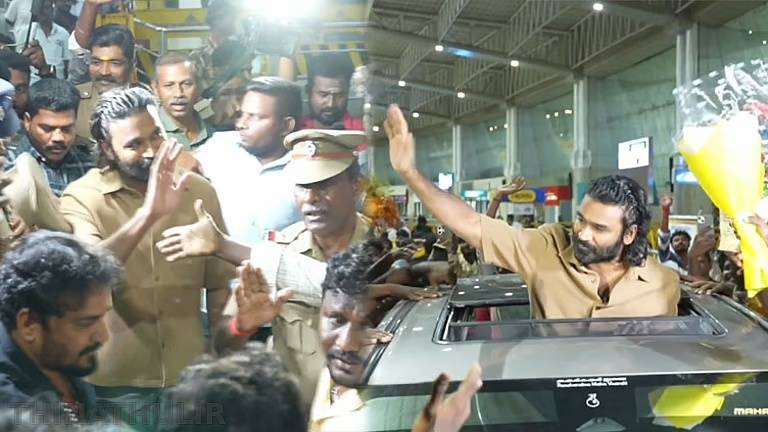 மதுரையில் தனுஷுக்கு தடபுடல் வரவேற்பு; புதிய பட பூஜையில் பங்கேற்கிறார்