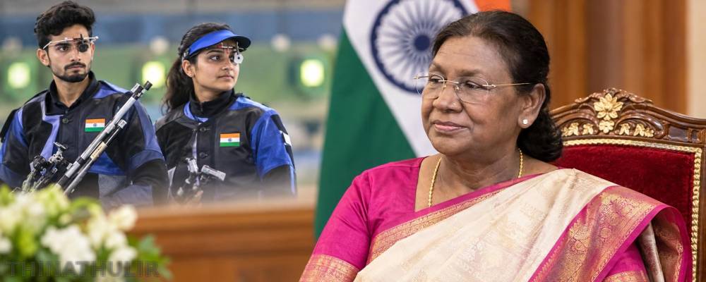 ஆசிய விளையாட்டு துப்பாக்கி சுடுதலில் இந்தியாவுக்கு தங்கம்; ஜனாதிபதி முர்மு வாழ்த்து