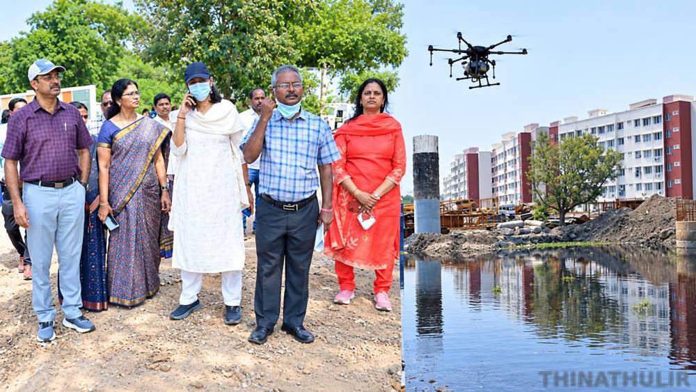 சென்னையில் ட்ரோன் மூலம் கொசுப்புழு நாசினி தெளிப்பு: மாநகராட்சி ஆணையாளர் சமீரன் ஆய்வு