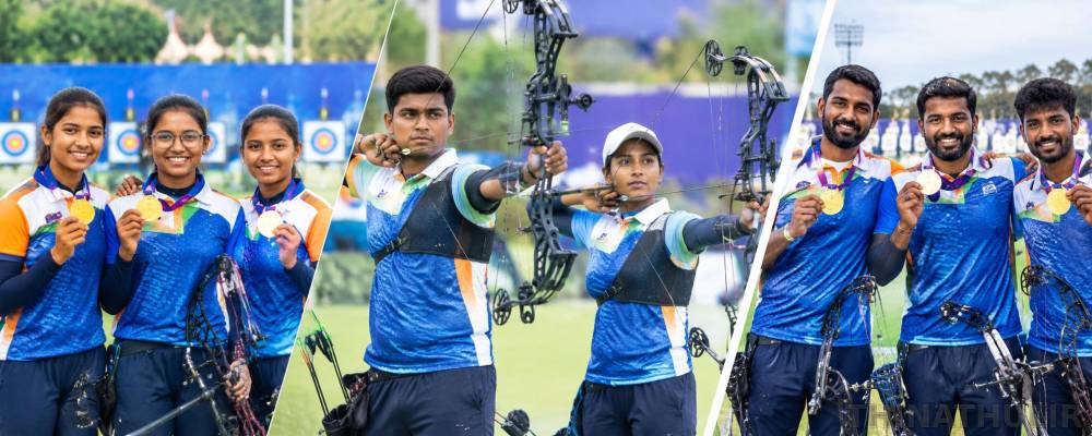 வில்வித்தையில் அசத்தல்... 3 பிரிவுகளிலும் தங்கம் வென்று வரலாறு படைத்த இந்தியா