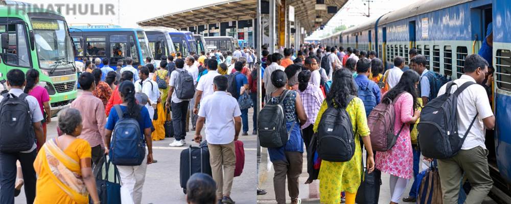 தொடர் விடுமுறை நிறைவு: பஸ், ரெயில் நிலையங்களில் மக்கள் கூட்டம் அலைமோதியது