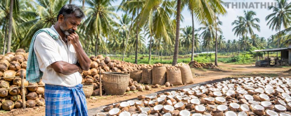 கொப்பரை தேங்காய் விலை உயராததால் தென்னை விவசாயிகள் கவலை