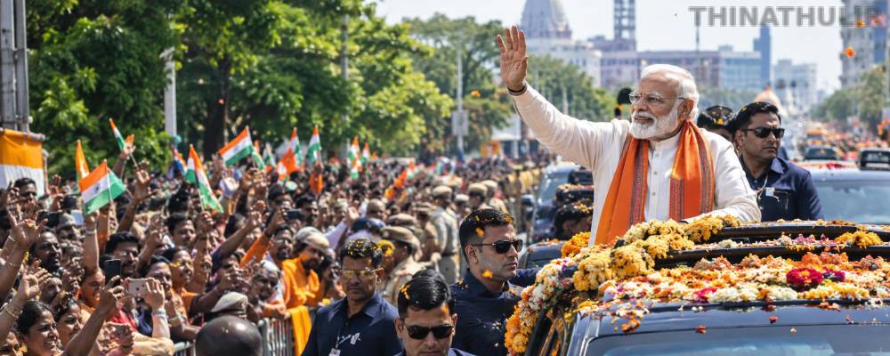 சென்னையில் பிரதமர் மோடி ரோடு ஷோ: மக்கள் உற்சாக வரவேற்பு