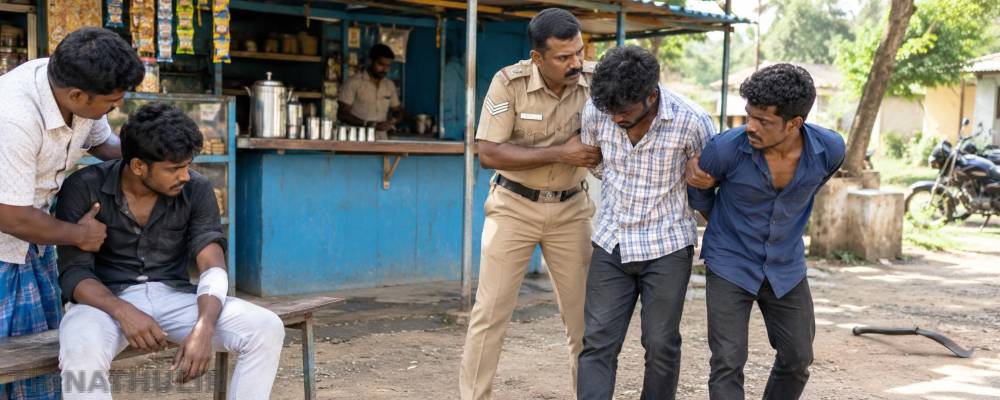 டீக்கடையில் வாலிபருக்கு அரிவாள் வெட்டு! 2 பேரை மடக்கிப் பிடித்த போலீஸ்காரர்