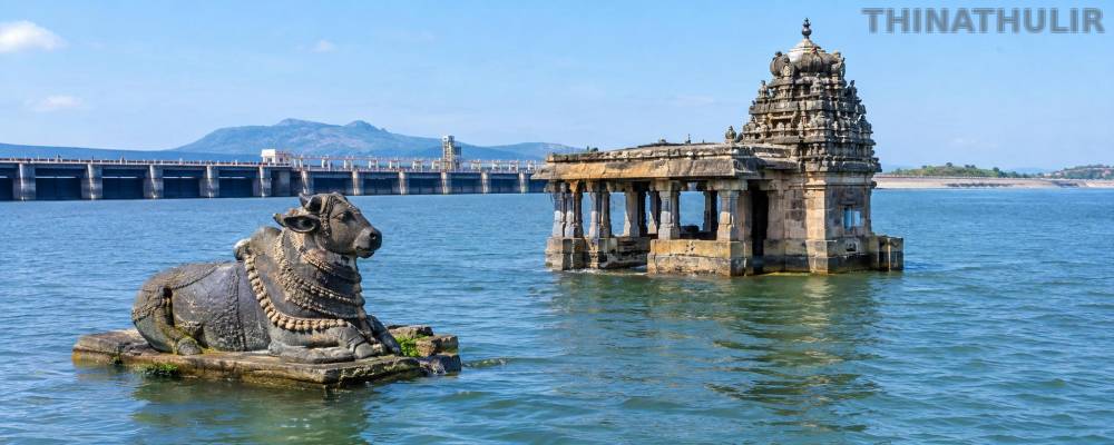 மேட்டூர் அணையில் நீர்மட்டம் சரிவு: முழுமையாக காட்சியளிக்கும் ஜலகண்டேஸ்வரர் கோவில் நந்தி சிலை