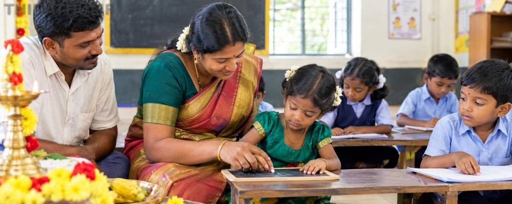 தமிழகம் முழுவதும் விஜயதசமி கொண்டாட்டம்: பள்ளிகள், அங்கன்வாடிகளில் மாணவர் சேர்க்கை தொடக்கம்